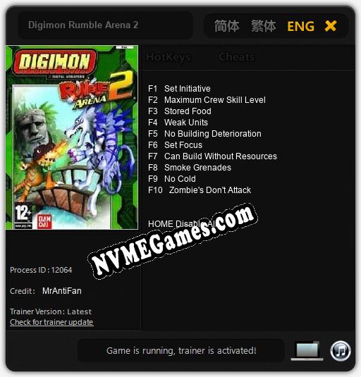 Treinador liberado para Digimon Rumble Arena 2 [v1.0.7]