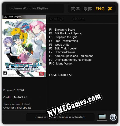 Digimon World Re:Digitize: Treinador (V1.0.77)