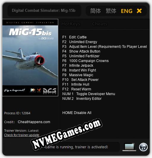 Digital Combat Simulator: Mig-15bis: Cheats, Trainer +14 [CheatHappens.com]