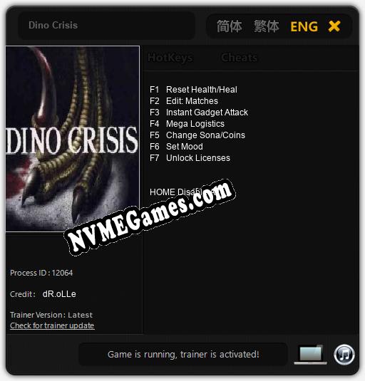 Dino Crisis: Treinador (V1.0.31)