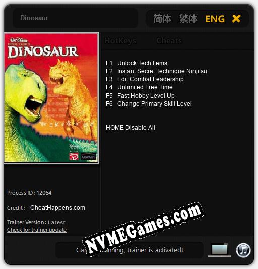 Dinosaur: Cheats, Trainer +6 [CheatHappens.com]