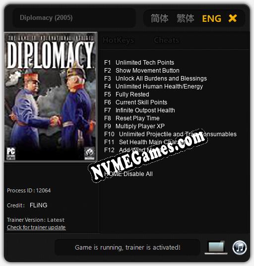 Diplomacy (2005): Trainer +12 [v1.2]