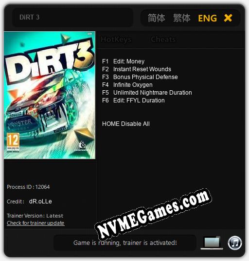 DiRT 3: Trainer +6 [v1.4]