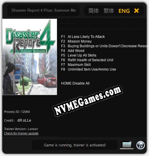 Disaster Report 4 Plus: Summer Memories: Trainer +8 [v1.6]