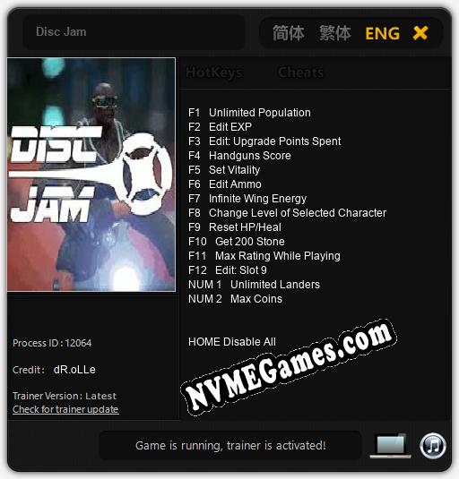 Disc Jam: Treinador (V1.0.73)