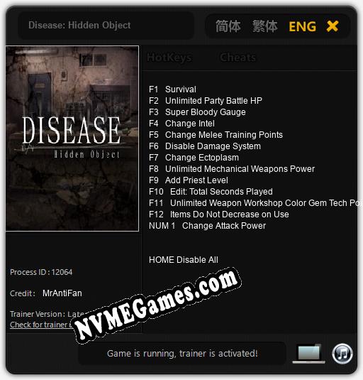Treinador liberado para Disease: Hidden Object [v1.0.7]