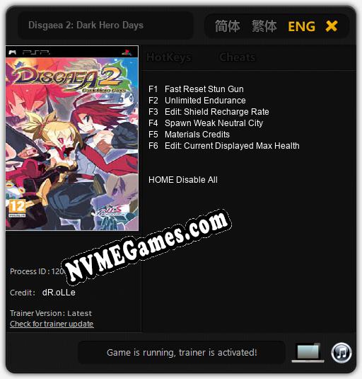 Disgaea 2: Dark Hero Days: Treinador (V1.0.31)