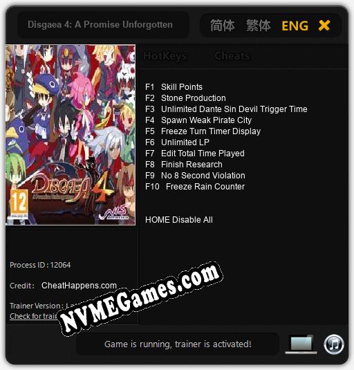 Disgaea 4: A Promise Unforgotten: Treinador (V1.0.83)