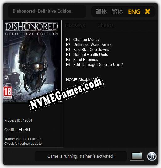 Dishonored: Definitive Edition: Treinador (V1.0.3)