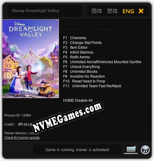 Treinador liberado para Disney Dreamlight Valley [v1.0.8]