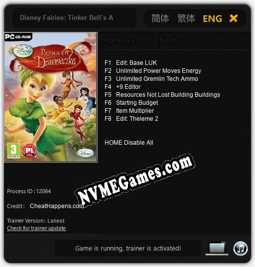 Treinador liberado para Disney Fairies: Tinker Bell’s Adventure [v1.0.8]