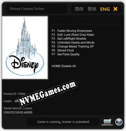 Disney Fantasy Online: Cheats, Trainer +7 [dR.oLLe]