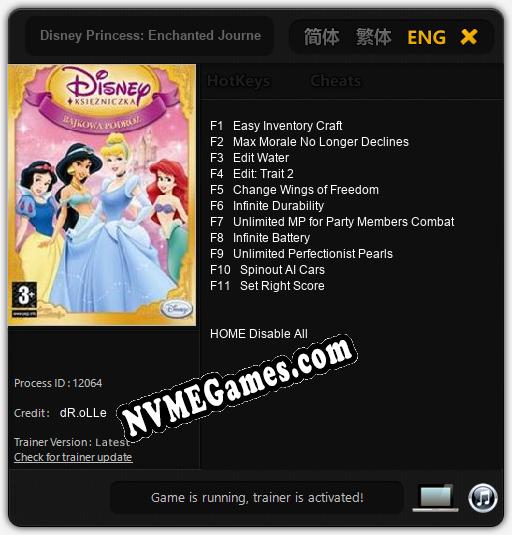 Treinador liberado para Disney Princess: Enchanted Journey [v1.0.5]