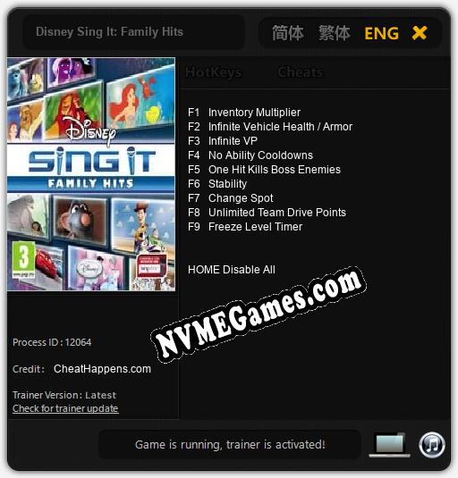 Disney Sing It: Family Hits: Trainer +9 [v1.6]