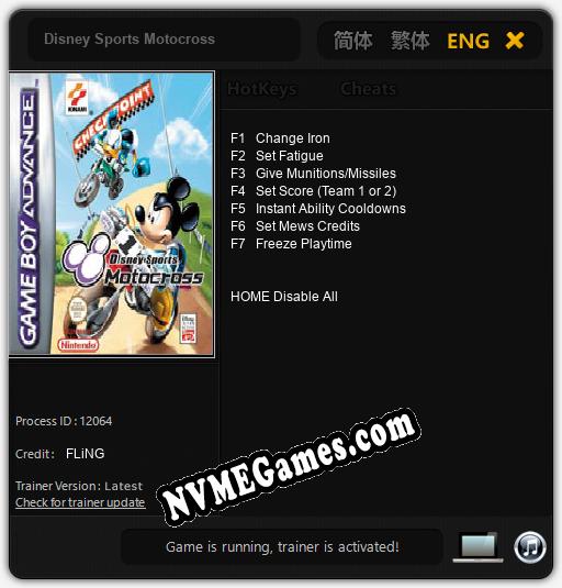 Treinador liberado para Disney Sports Motocross [v1.0.3]