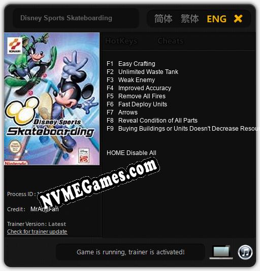 Disney Sports Skateboarding: Trainer +9 [v1.6]