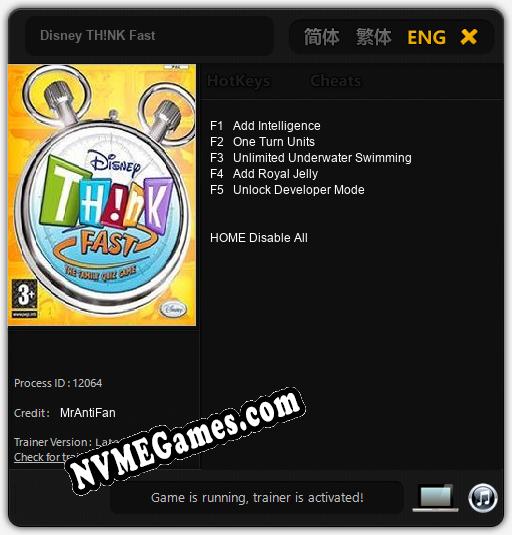 Disney TH!NK Fast: Cheats, Trainer +5 [MrAntiFan]