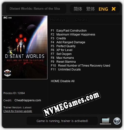 Distant Worlds: Return of the Shakturi: Cheats, Trainer +11 [CheatHappens.com]
