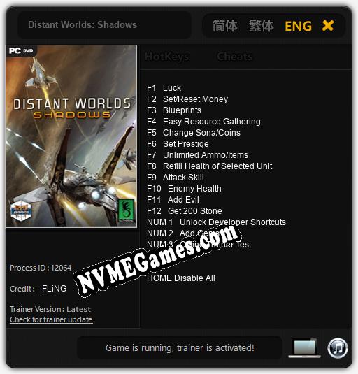 Treinador liberado para Distant Worlds: Shadows [v1.0.9]