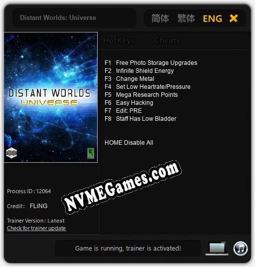 Treinador liberado para Distant Worlds: Universe [v1.0.9]