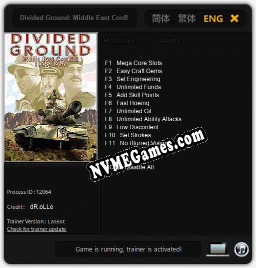 Divided Ground: Middle East Conflict 1948 1973: Cheats, Trainer +11 [dR.oLLe]