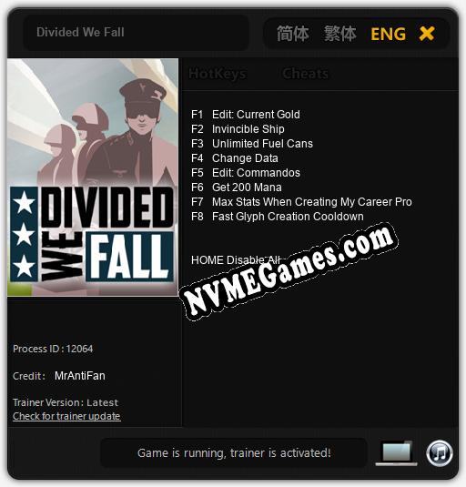 Treinador liberado para Divided We Fall [v1.0.7]