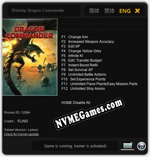 Treinador liberado para Divinity: Dragon Commander [v1.0.6]