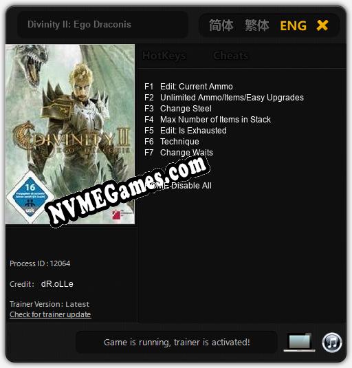 Divinity II: Ego Draconis: Trainer +7 [v1.3]