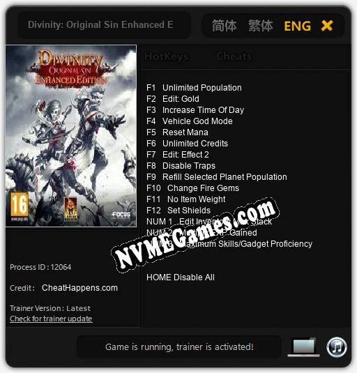 Treinador liberado para Divinity: Original Sin Enhanced Edition [v1.0.3]