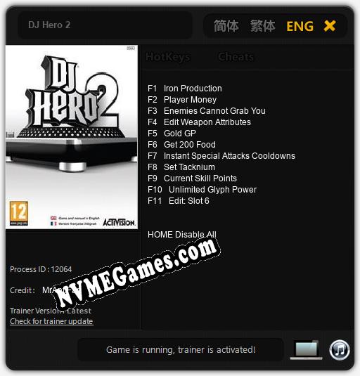 DJ Hero 2: Trainer +11 [v1.8]