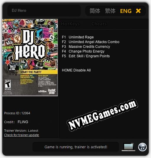 Treinador liberado para DJ Hero [v1.0.6]