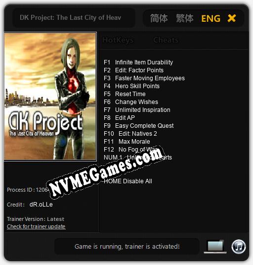 DK Project: The Last City of Heaven: Cheats, Trainer +13 [dR.oLLe]