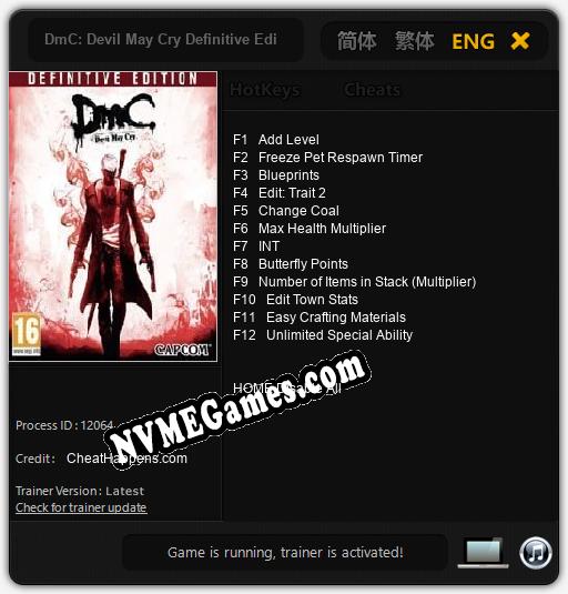 DmC: Devil May Cry Definitive Edition: Treinador (V1.0.23)