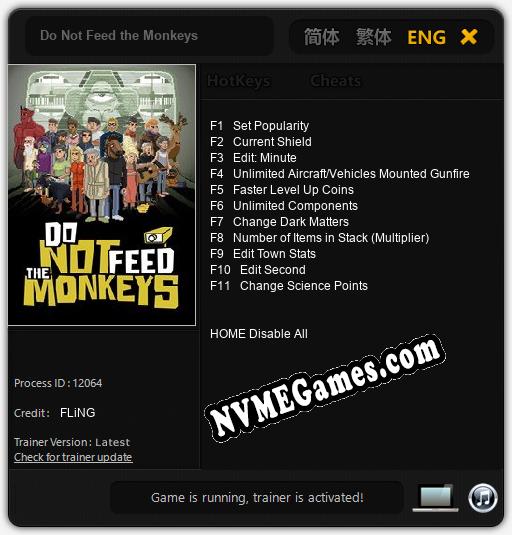 Do Not Feed the Monkeys: Cheats, Trainer +11 [FLiNG]