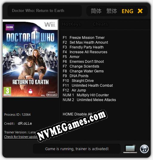 Doctor Who: Return to Earth: Trainer +14 [v1.6]