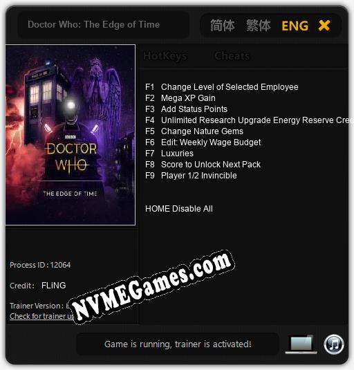 Doctor Who: The Edge of Time: Trainer +9 [v1.9]