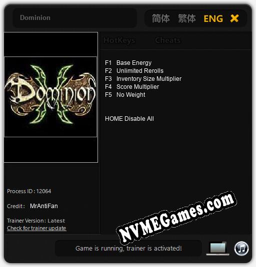 Dominion: Cheats, Trainer +5 [MrAntiFan]