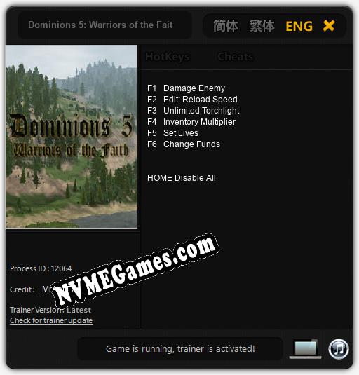 Dominions 5: Warriors of the Faith: Cheats, Trainer +6 [MrAntiFan]