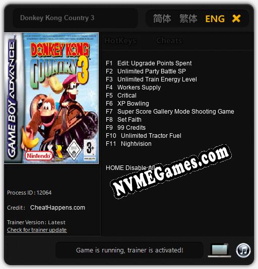 Donkey Kong Country 3: Trainer +11 [v1.6]