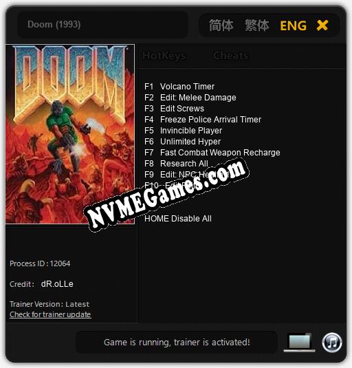 Doom (1993): Trainer +10 [v1.9]