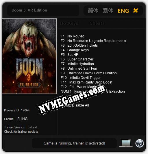 Doom 3: VR Edition: Trainer +13 [v1.1]