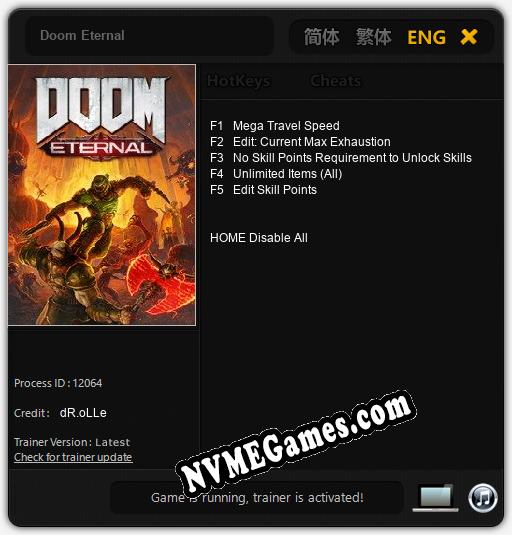 Doom Eternal: Cheats, Trainer +5 [dR.oLLe]