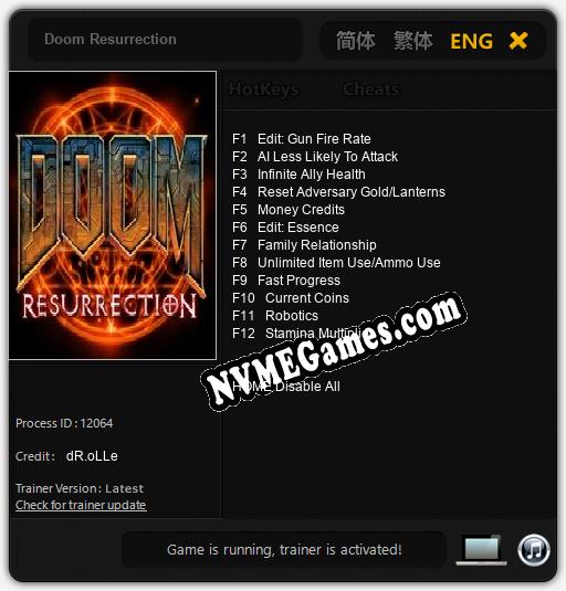 Doom Resurrection: Trainer +12 [v1.4]