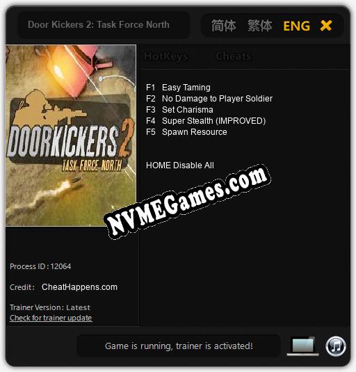 Door Kickers 2: Task Force North: Trainer +5 [v1.4]