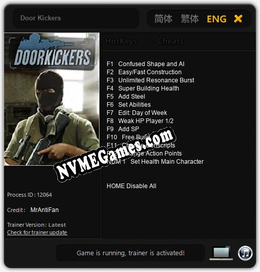 Treinador liberado para Door Kickers [v1.0.7]