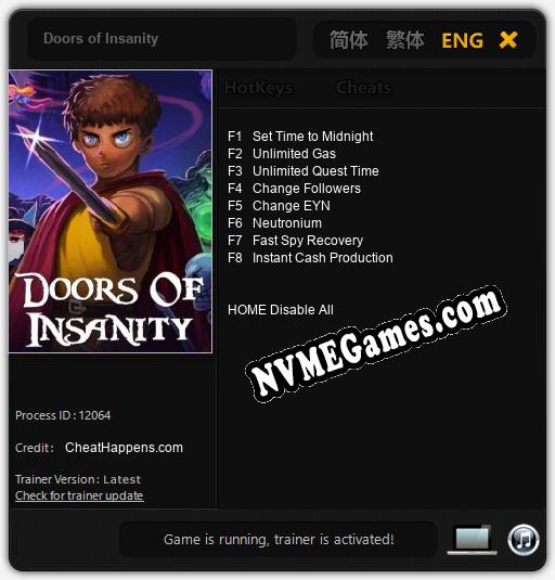 Doors of Insanity: Trainer +8 [v1.2]