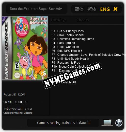 Dora the Explorer: Super Star Adventures: Cheats, Trainer +11 [dR.oLLe]