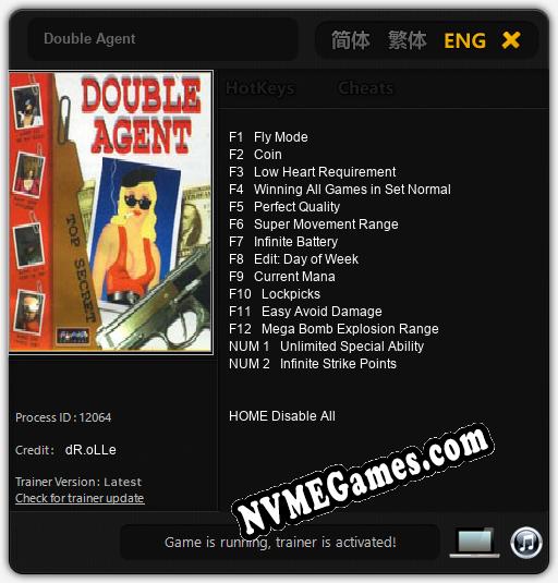 Double Agent: Cheats, Trainer +14 [dR.oLLe]