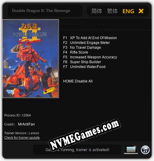 Treinador liberado para Double Dragon II: The Revenge [v1.0.9]