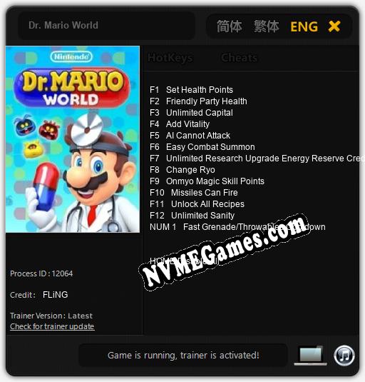 Treinador liberado para Dr. Mario World [v1.0.6]